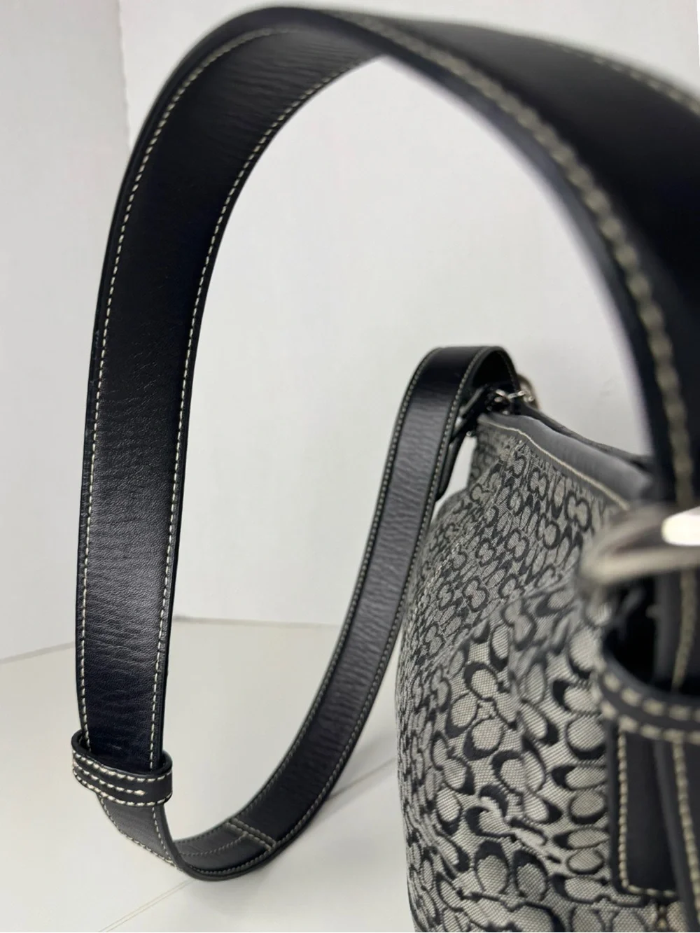 Coach Black Signature C Y2K F10945 Jacquard Soho Hobo Crossbody Bag